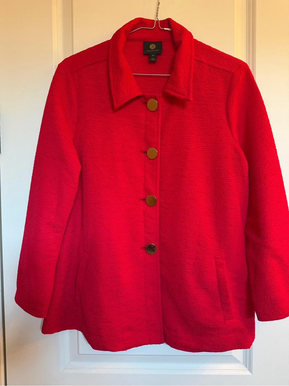 JM Collection Red Button-Front light weight jacket